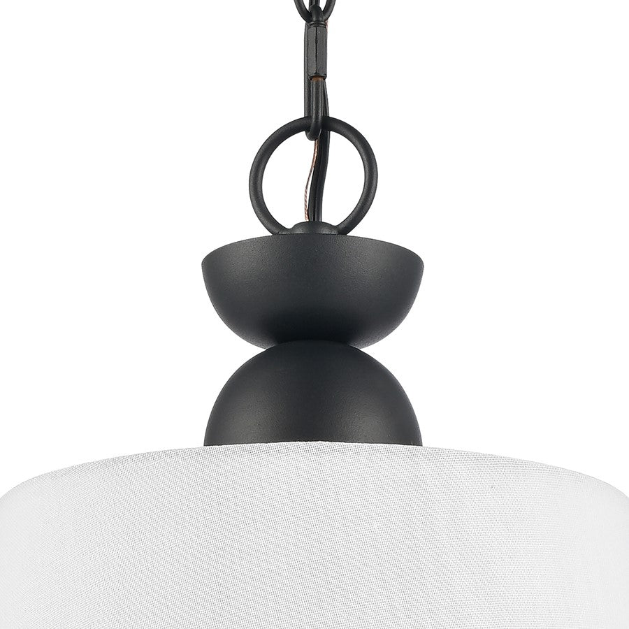 Atlas Lighting Kistler 12in 1-Light Pendant | Transitional Charcoal and White Fabric | Kitchen Island & Dining Room | Model CL11789-BK