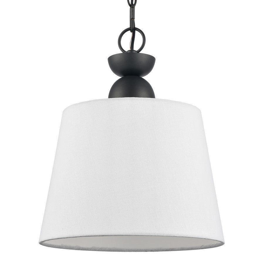 Atlas Lighting Kistler 12in 1-Light Pendant | Transitional Charcoal and White Fabric | Kitchen Island & Dining Room | Model CL11789-BK