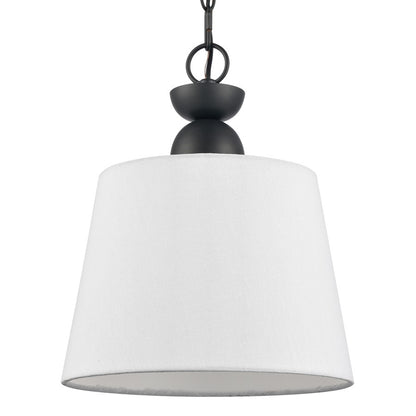 Atlas Lighting Kistler 12in 1-Light Pendant | Transitional Charcoal and White Fabric | Kitchen Island & Dining Room | Model CL11789-BK