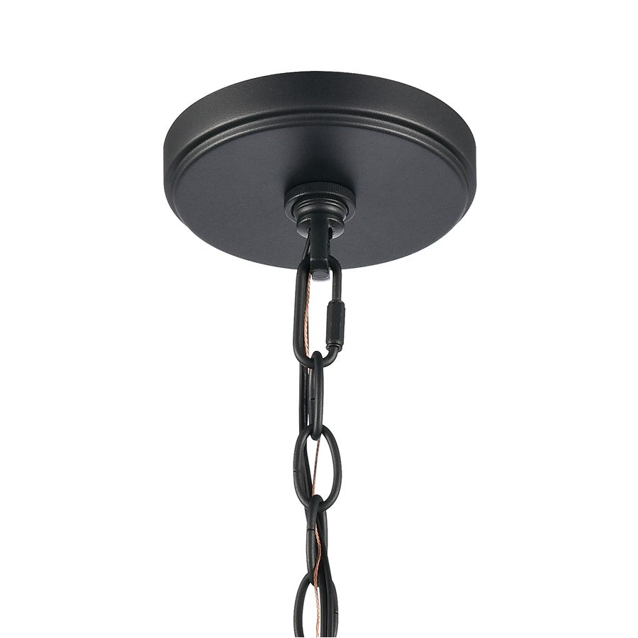 Atlas Lighting Kistler 12in 1-Light Pendant | Transitional Charcoal and White Fabric | Kitchen Island & Dining Room | Model CL11789-BK