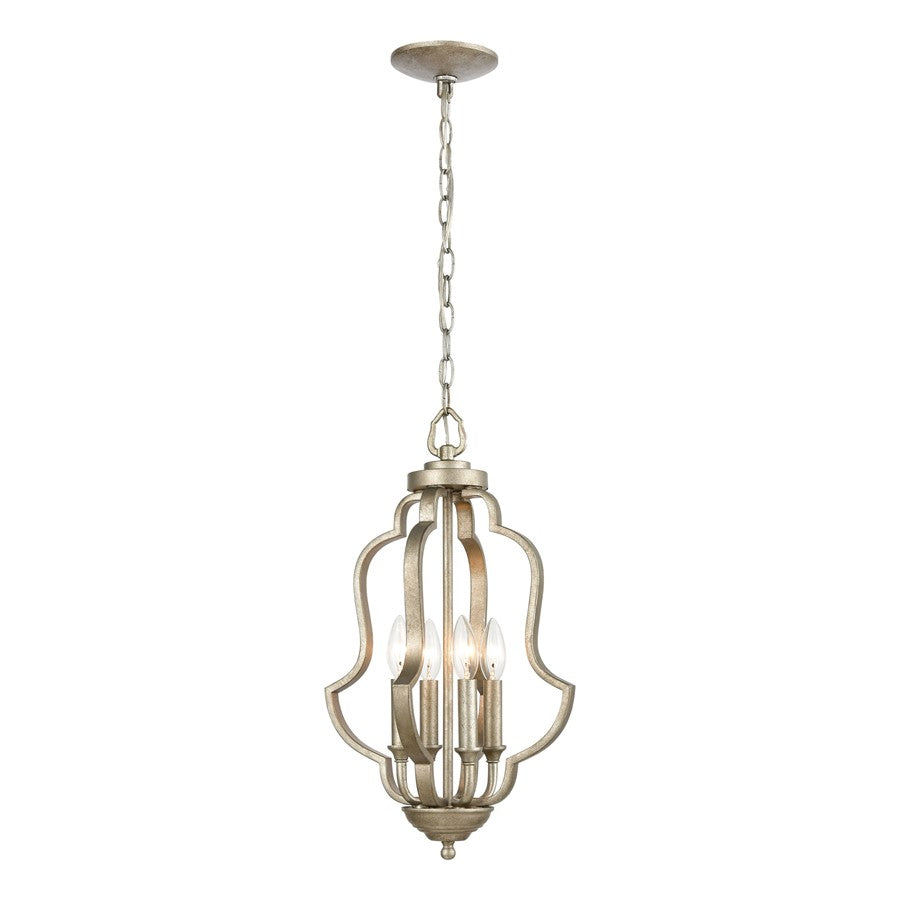 Atlas Lighting Lanesboro 12in 4-Light Pendant | Traditional Dusted Silver Metal | Kitchen Island & Dining Room | 12 x 12 x 21 in | Model CL11790-SV