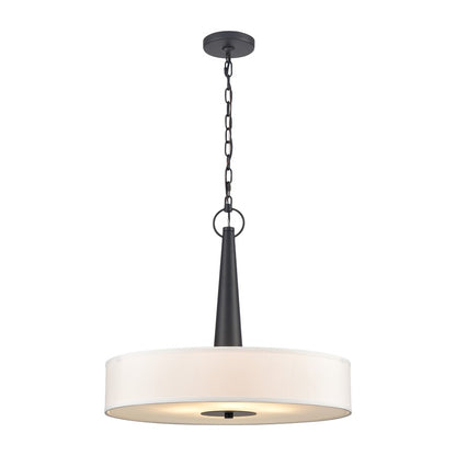 Atlas Lighting Leo 22in 4-Light Pendant | Transitional Matte Black and Off White Fabric Shade | Kitchen Island & Dining Room | Model CL11791-BK
