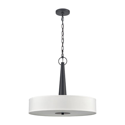 Atlas Lighting Leo 22in 4-Light Pendant | Transitional Matte Black and Off White Fabric Shade | Kitchen Island & Dining Room | Model CL11791-BK