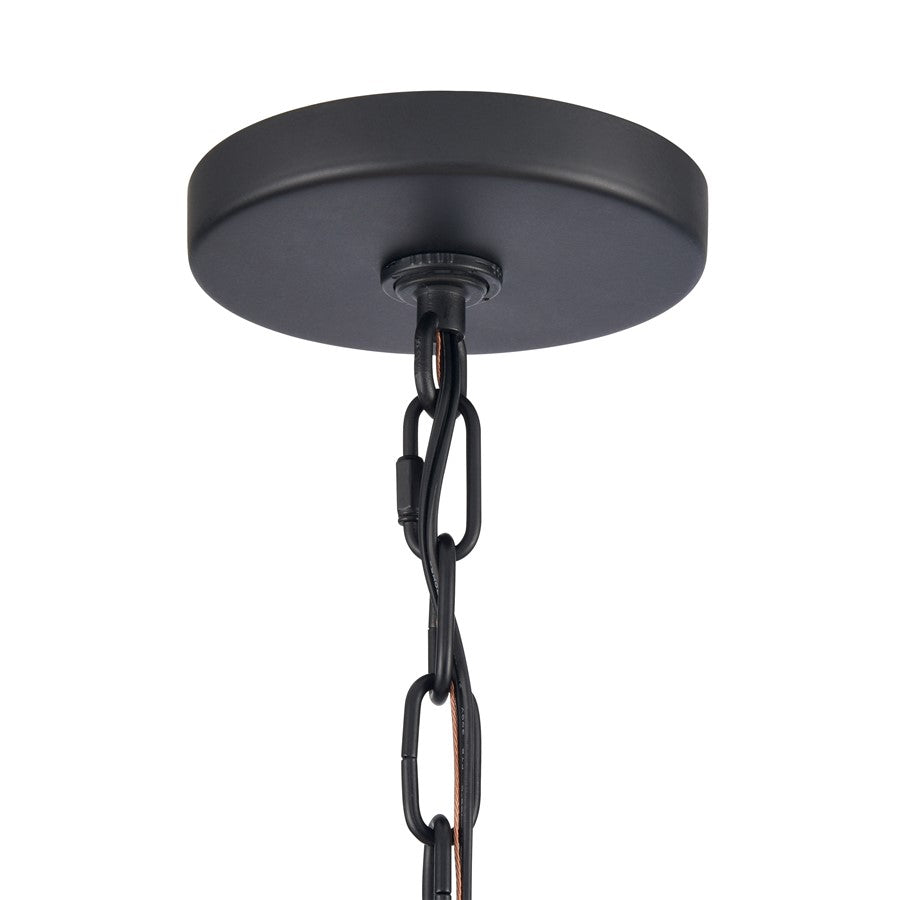Atlas Lighting Leo 22in 4-Light Pendant | Transitional Matte Black and Off White Fabric Shade | Kitchen Island & Dining Room | Model CL11791-BK