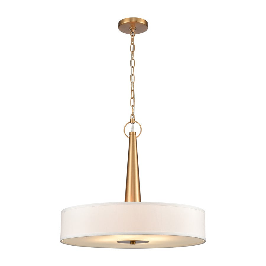 Atlas Lighting Leo 22in 4-Light Pendant | Transitional Brushed Gold and Off White Fabric Shade | Kitchen Island & Dining Room | Model CL11791-GD