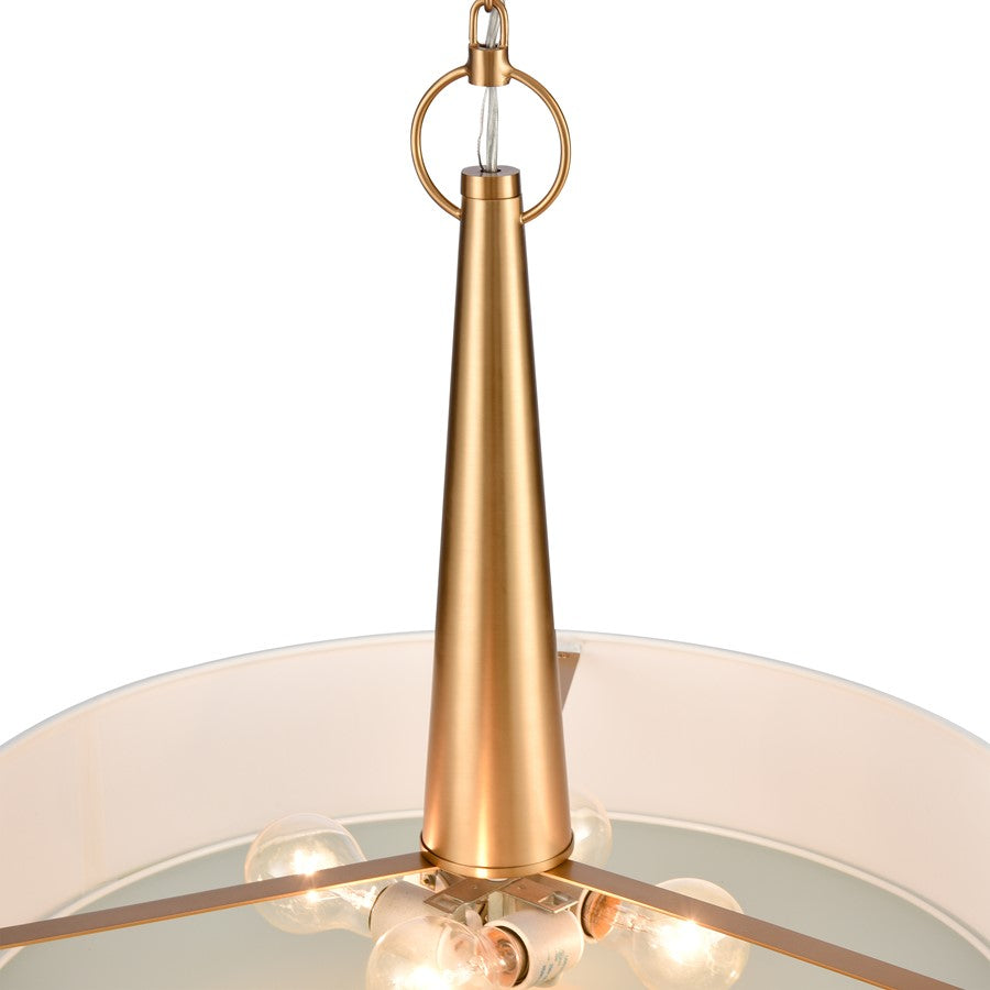 Atlas Lighting Leo 22in 4-Light Pendant | Transitional Brushed Gold and Off White Fabric Shade | Kitchen Island & Dining Room | Model CL11791-GD