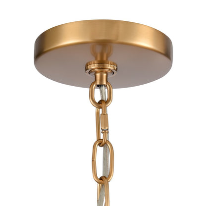 Atlas Lighting Leo 22in 4-Light Pendant | Transitional Brushed Gold and Off White Fabric Shade | Kitchen Island & Dining Room | Model CL11791-GD