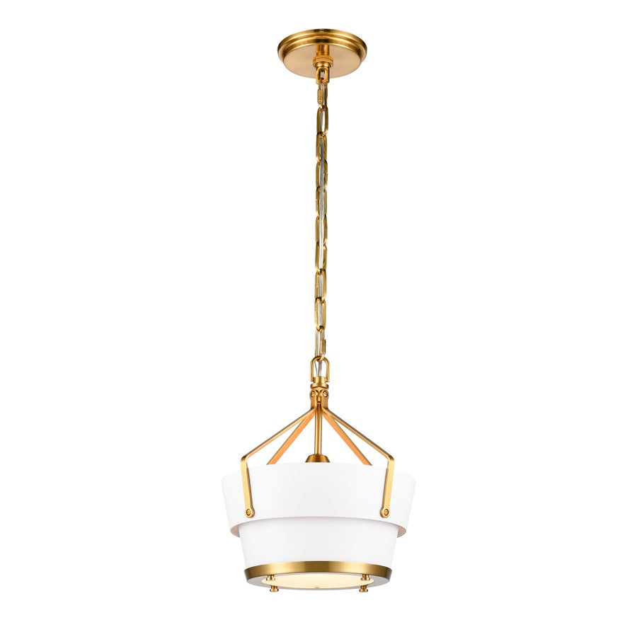 Atlas Lighting Marin 10in 1-Light Pendant | Satin Brass and White Metal | Kitchen Island & Dining Room | 10 x 10 x 13 in | Model CL11794-BS