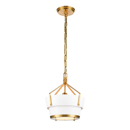 Atlas Lighting Marin 10in 1-Light Pendant | Satin Brass and White Metal | Kitchen Island & Dining Room | 10 x 10 x 13 in | Model CL11794-BS