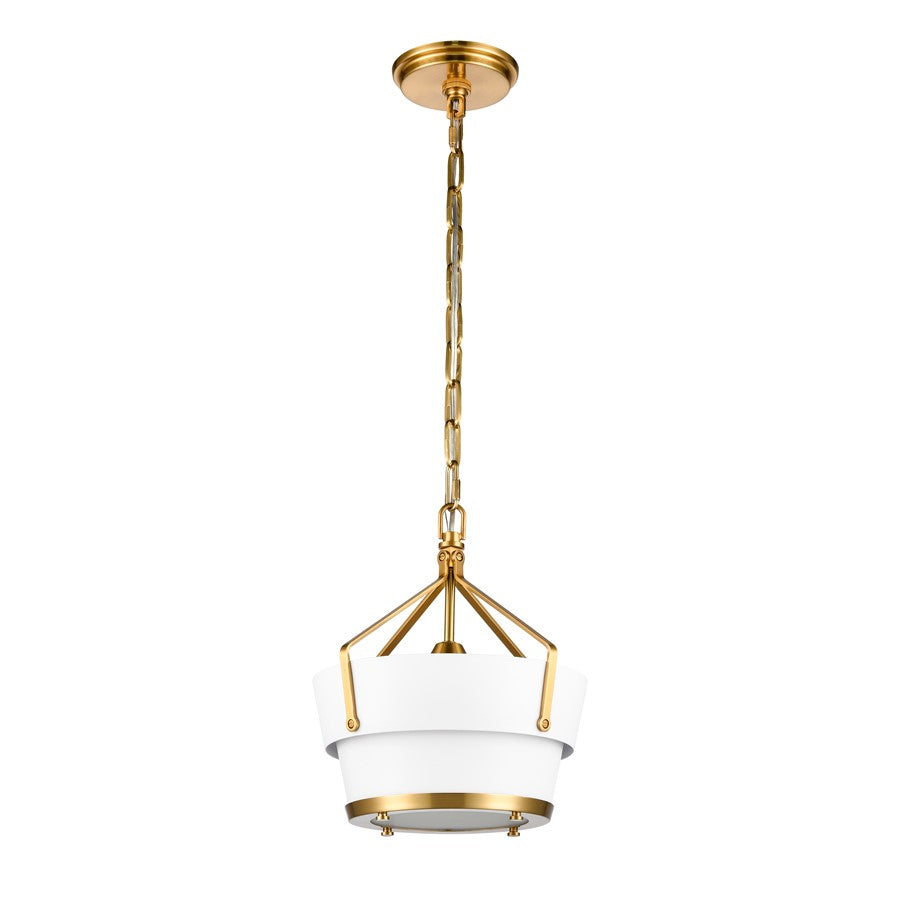 Atlas Lighting Marin 10in 1-Light Pendant | Satin Brass and White Metal | Kitchen Island & Dining Room | 10 x 10 x 13 in | Model CL11794-BS