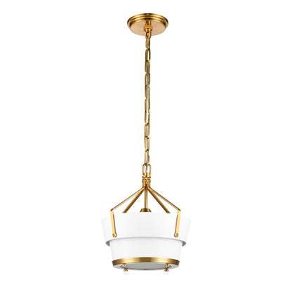 Atlas Lighting Marin 10in 1-Light Pendant | Satin Brass and White Metal | Kitchen Island & Dining Room | 10 x 10 x 13 in | Model CL11794-BS