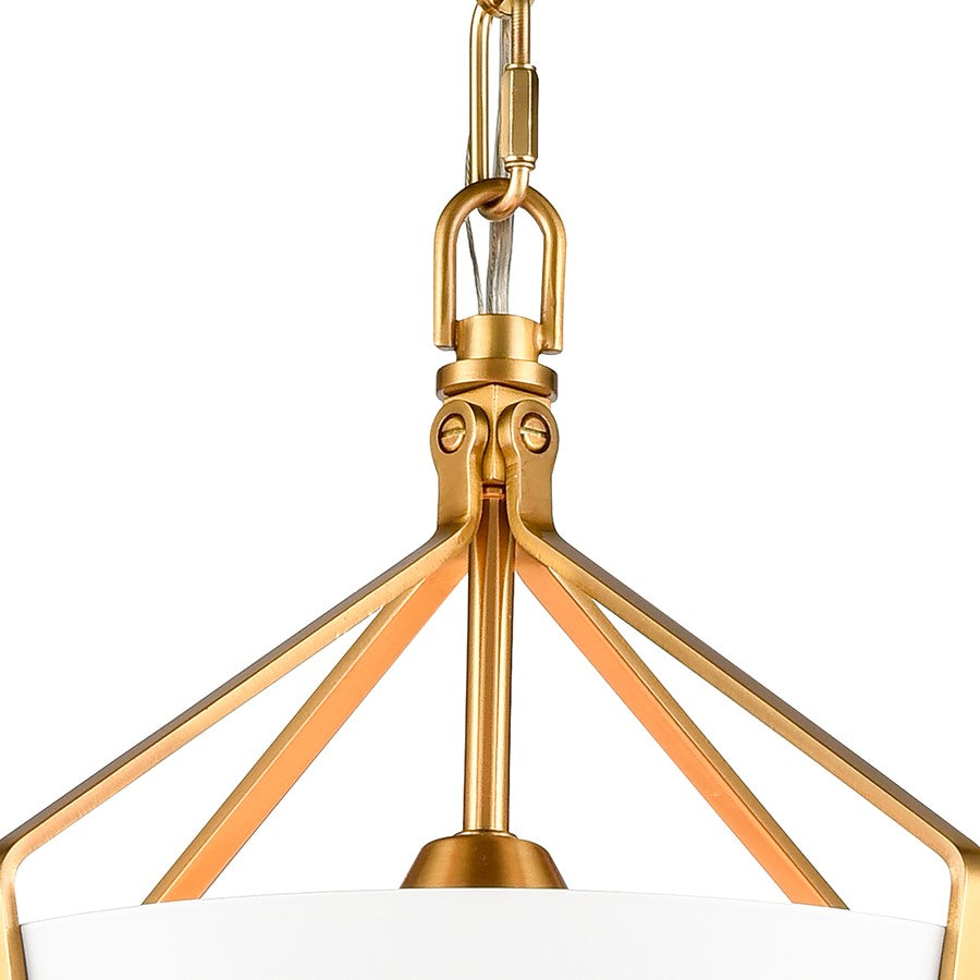 Atlas Lighting Marin 10in 1-Light Pendant | Satin Brass and White Metal | Kitchen Island & Dining Room | 10 x 10 x 13 in | Model CL11794-BS