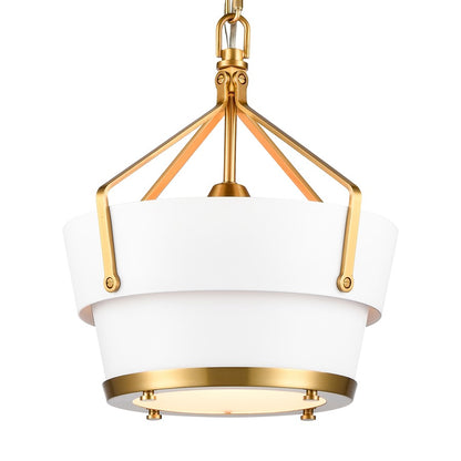 Atlas Lighting Marin 10in 1-Light Pendant | Satin Brass and White Metal | Kitchen Island & Dining Room | 10 x 10 x 13 in | Model CL11794-BS