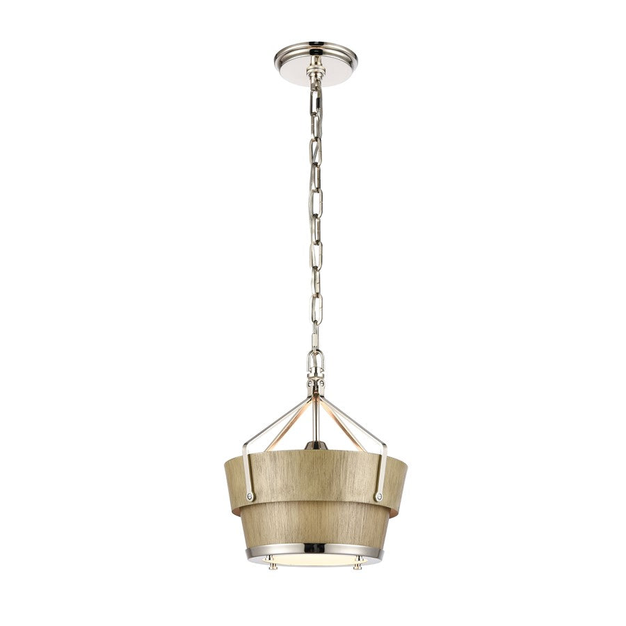 Atlas Lighting Marin 10in 1-Light Pendant | Polished Nickel and Brown Metal | Kitchen Island & Dining Room | 10 x 10 x 13 in | Model CL11794-NK