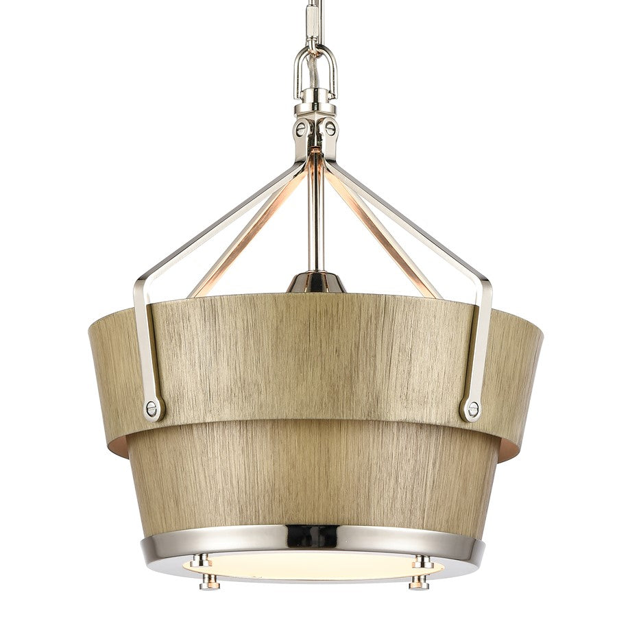 Atlas Lighting Marin 10in 1-Light Pendant | Polished Nickel and Brown Metal | Kitchen Island & Dining Room | 10 x 10 x 13 in | Model CL11794-NK