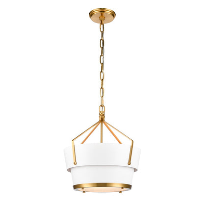 Atlas Lighting Marin 14in 1-Light Pendant | Satin Brass and White Metal | Kitchen Island & Dining Room | 14 x 14 x 16 in | Model CL11795-BS