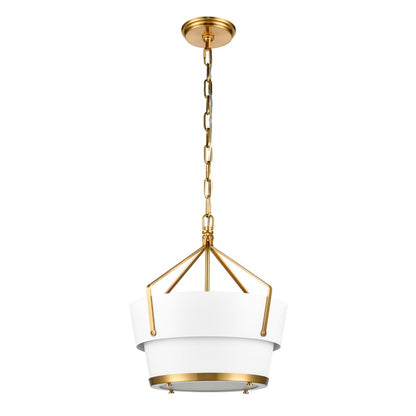 Atlas Lighting Marin 14in 1-Light Pendant | Satin Brass and White Metal | Kitchen Island & Dining Room | 14 x 14 x 16 in | Model CL11795-BS