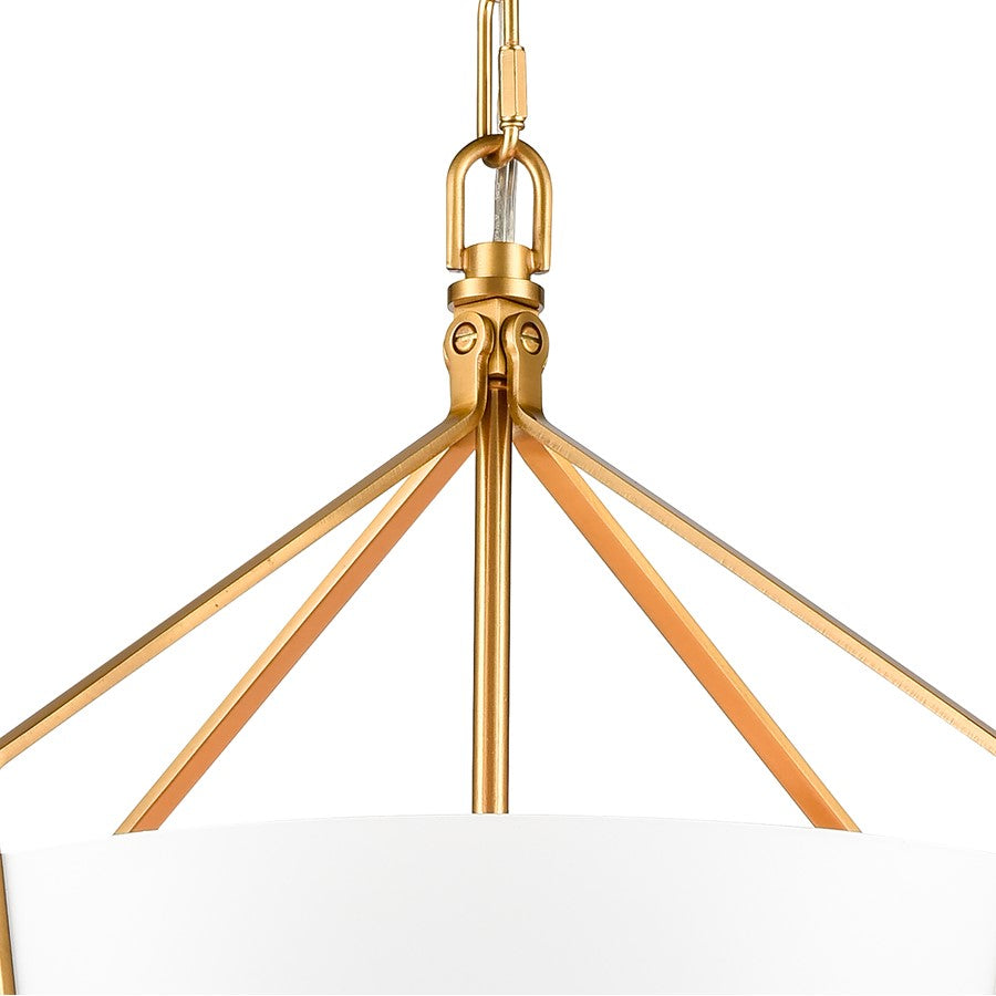 Atlas Lighting Marin 14in 1-Light Pendant | Satin Brass and White Metal | Kitchen Island & Dining Room | 14 x 14 x 16 in | Model CL11795-BS