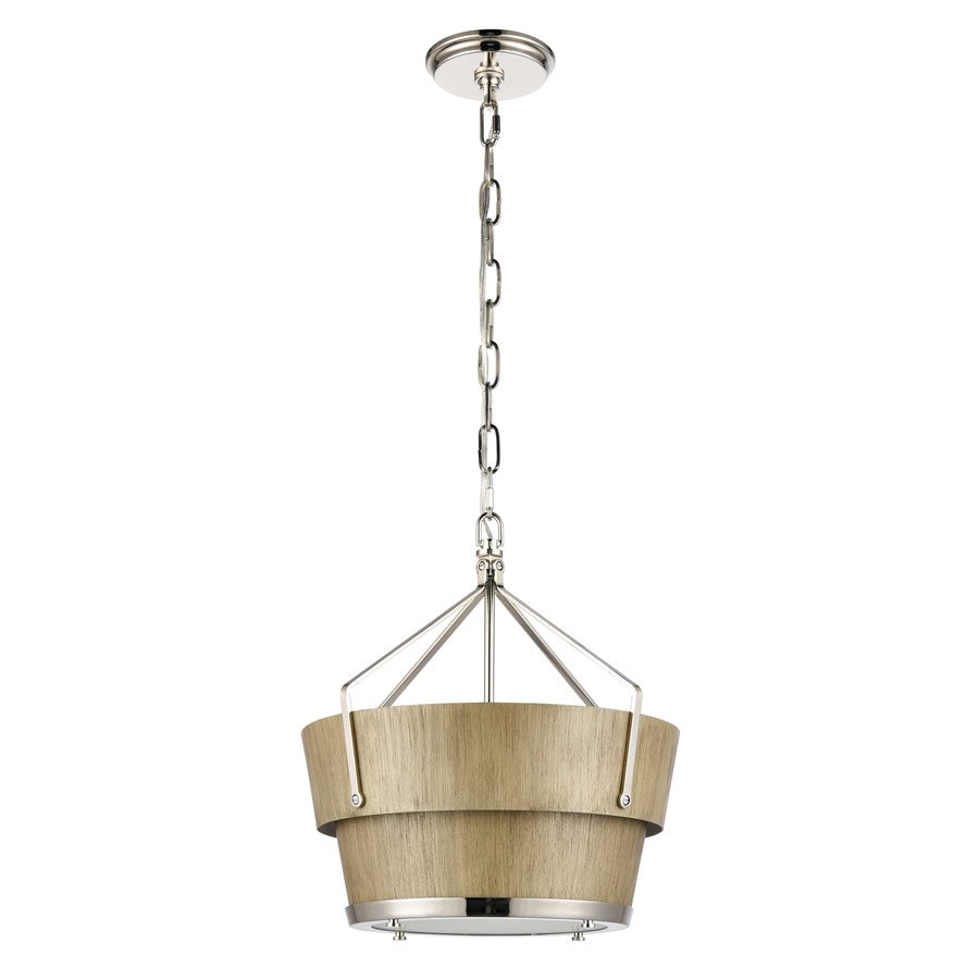 Atlas Lighting Marin 14'' Wide 1Lt Pendant, Corkwood/Brown