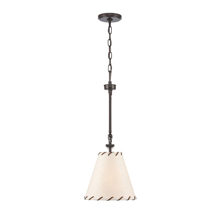 Atlas Lighting Marion 9in 1-Light Pendant | Transitional Oil Rubbed Bronze and Natural Parchment | Kitchen Island & Dining Room | Model CL11796-BZ