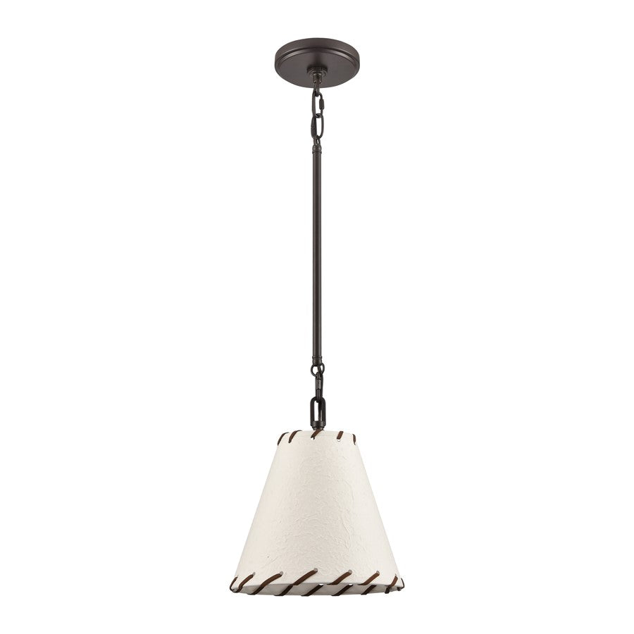 Atlas Lighting Marion 9in 1-Light Pendant | Transitional Oil Rubbed Bronze and Natural Parchment | Kitchen Island & Dining Room | Model CL11796-BZ