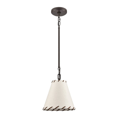 Atlas Lighting Marion 9in 1-Light Pendant | Transitional Oil Rubbed Bronze and Natural Parchment | Kitchen Island & Dining Room | Model CL11796-BZ
