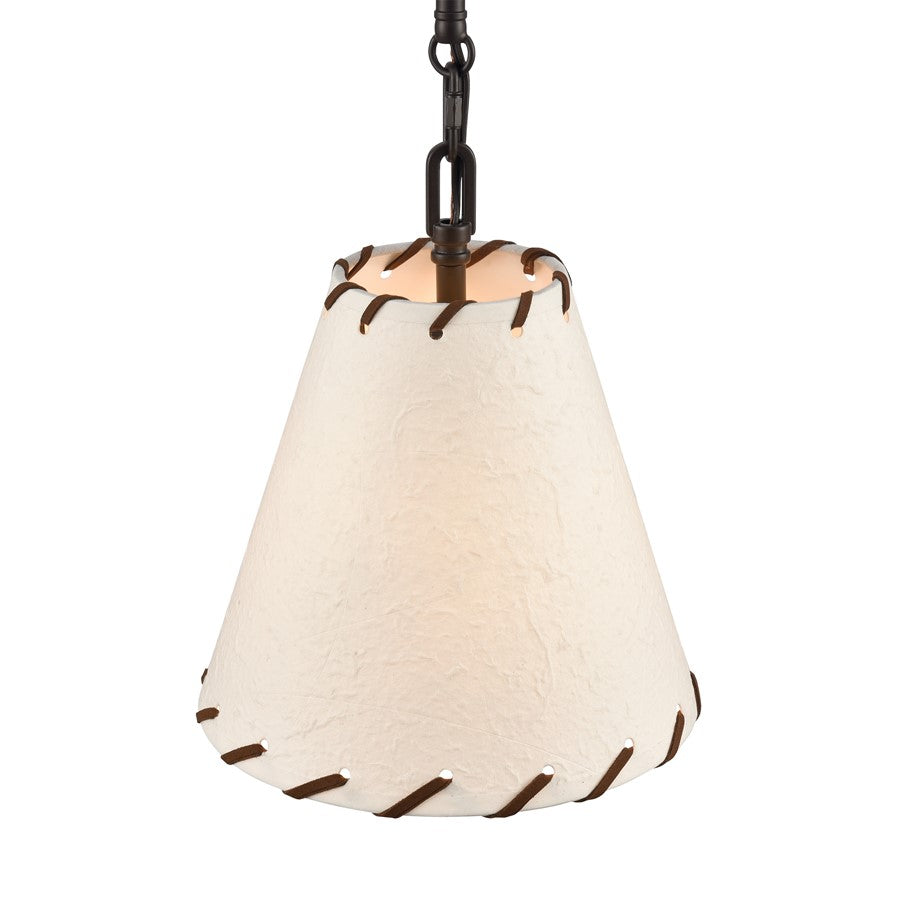 Atlas Lighting Marion 9in 1-Light Pendant | Transitional Oil Rubbed Bronze and Natural Parchment | Kitchen Island & Dining Room | Model CL11796-BZ