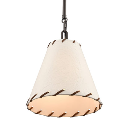 Atlas Lighting Marion 9in 1-Light Pendant | Transitional Oil Rubbed Bronze and Natural Parchment | Kitchen Island & Dining Room | Model CL11796-BZ
