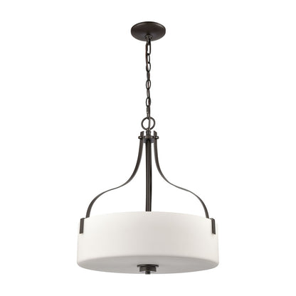 Atlas Lighting Market Square 18in 3-Light Pendant | Transitional Oil Rubbed Bronze and White Frosted Glass | Kitchen Island | Model CL11797-BZ