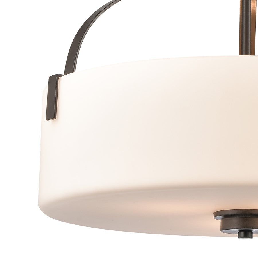 Atlas Lighting Market Square 18in 3-Light Pendant | Transitional Oil Rubbed Bronze and White Frosted Glass | Kitchen Island | Model CL11797-BZ