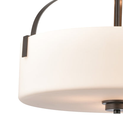 Atlas Lighting Market Square 18in 3-Light Pendant | Transitional Oil Rubbed Bronze and White Frosted Glass | Kitchen Island | Model CL11797-BZ