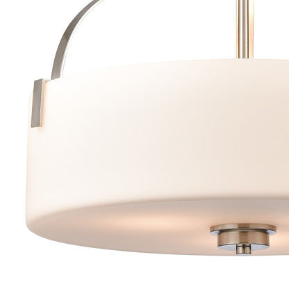 Atlas Lighting Market Square 18in 3-Light Pendant | Transitional Brushed Nickel and White Frosted Glass | Kitchen Island & Dining | Model CL11797-NK