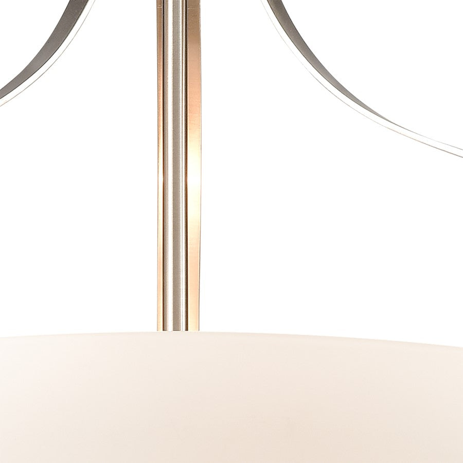 Atlas Lighting Market Square 18in 3-Light Pendant | Transitional Brushed Nickel and White Frosted Glass | Kitchen Island & Dining | Model CL11797-NK