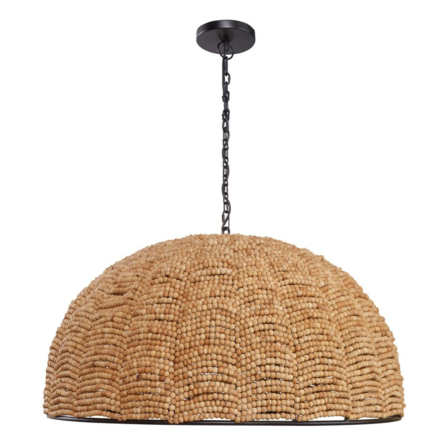 Atlas Lighting Martin 30in 1-Light Pendant | Coastal Natural Mango Wood and Matte Black Steel | Living Room & Dining Room | Model CL11798-NA