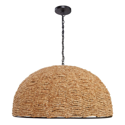 Atlas Lighting Martin 30in 1-Light Pendant | Coastal Natural Mango Wood and Matte Black Steel | Living Room & Dining Room | Model CL11798-NA