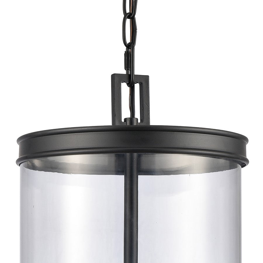 Atlas Lighting Mendoza 10in 3-Light Pendant | Traditional Matte Black and Clear Glass | Kitchen Island & Dining Room | Model CL11800-BK