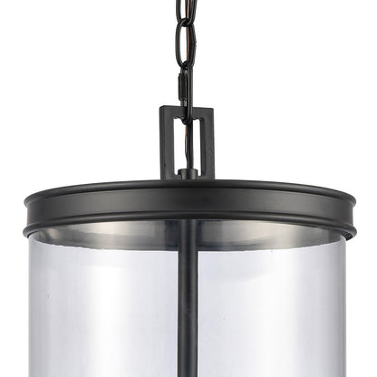 Atlas Lighting Mendoza 10in 3-Light Pendant | Traditional Matte Black and Clear Glass | Kitchen Island & Dining Room | Model CL11800-BK