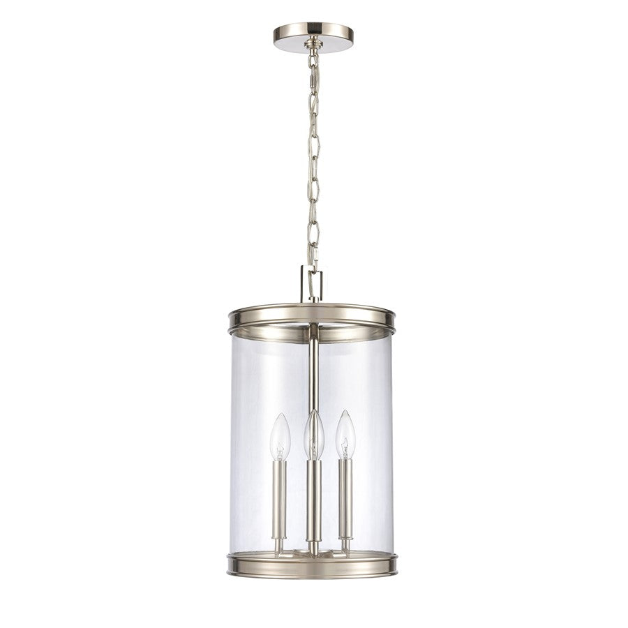 Atlas Lighting Mendoza 10in 3-Light Pendant | Traditional Polished Nickel and Clear Glass | Kitchen Island & Dining Room | Model CL11800-NK