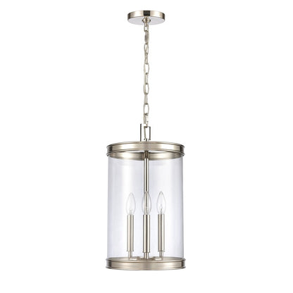 Atlas Lighting Mendoza 10in 3-Light Pendant | Traditional Polished Nickel and Clear Glass | Kitchen Island & Dining Room | Model CL11800-NK
