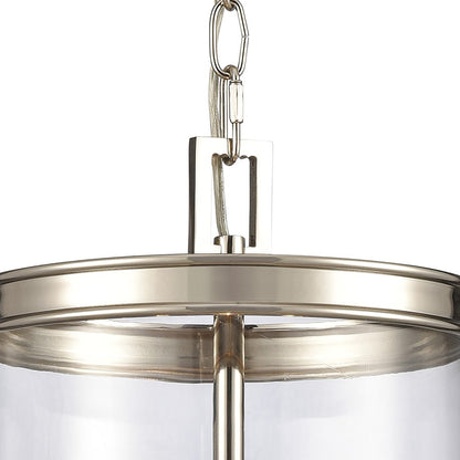 Atlas Lighting Mendoza 10in 3-Light Pendant | Traditional Polished Nickel and Clear Glass | Kitchen Island & Dining Room | Model CL11800-NK