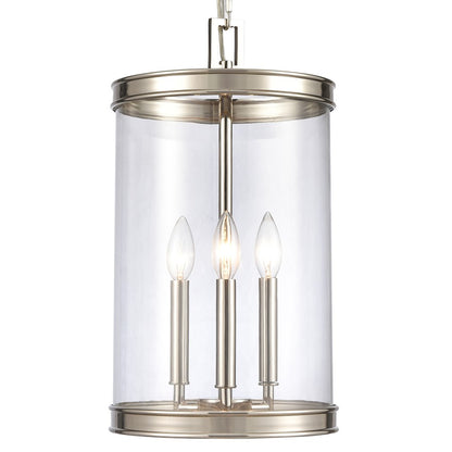Atlas Lighting Mendoza 10in 3-Light Pendant | Traditional Polished Nickel and Clear Glass | Kitchen Island & Dining Room | Model CL11800-NK