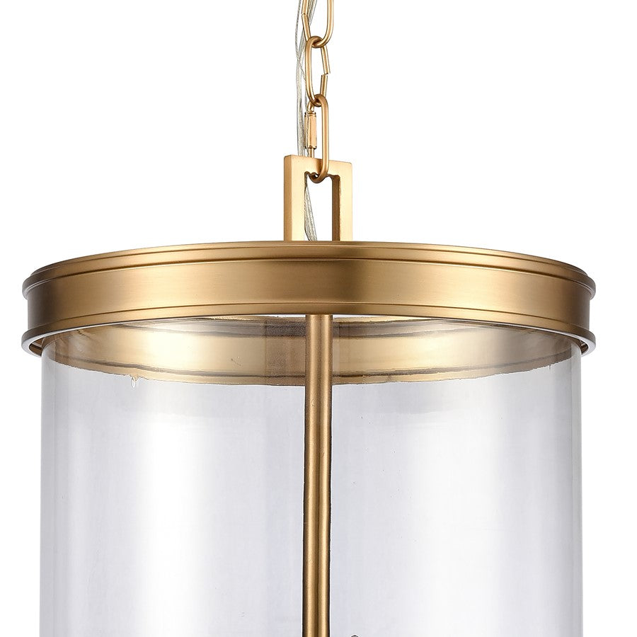 Atlas Lighting Mendoza 12in 4-Light Pendant | Traditional Brushed Gold and Clear Glass | Kitchen Island & Dining Room | Model CL11801-GD