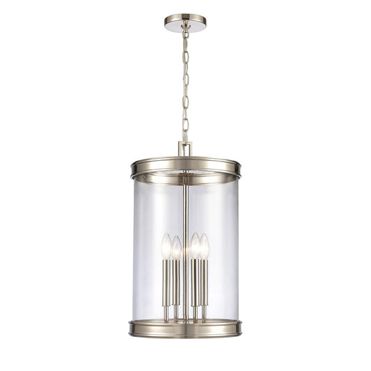Atlas Lighting Mendoza 12in 4-Light Pendant | Traditional Polished Nickel and Clear Glass | Kitchen Island & Dining Room | Model CL11801-NK
