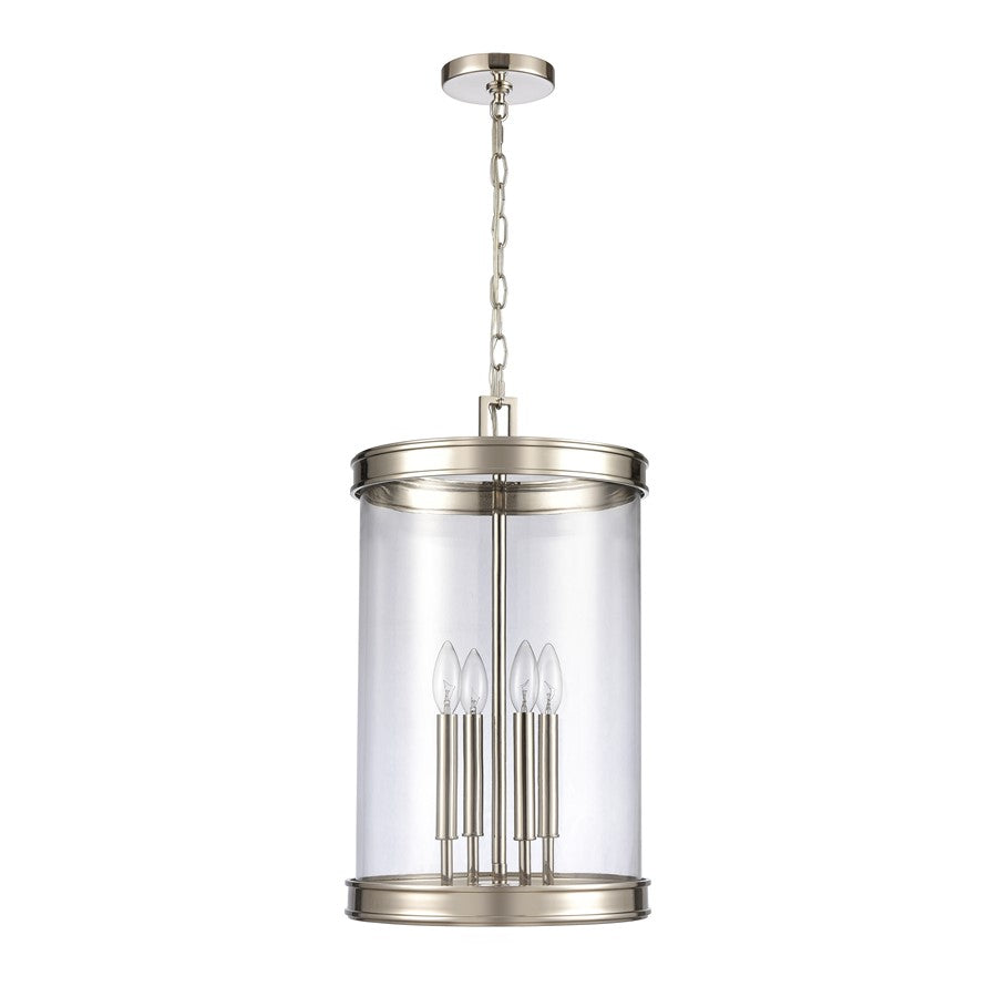 Atlas Lighting Mendoza 12in 4-Light Pendant | Traditional Polished Nickel and Clear Glass | Kitchen Island & Dining Room | Model CL11801-NK