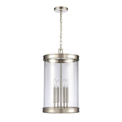 Atlas Lighting Mendoza 12in 4-Light Pendant | Traditional Polished Nickel and Clear Glass | Kitchen Island & Dining Room | Model CL11801-NK