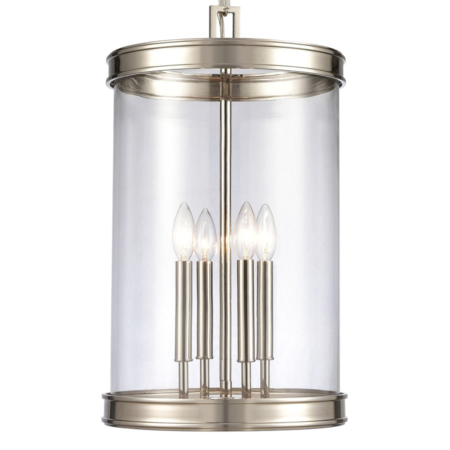 Atlas Lighting Mendoza 12in 4-Light Pendant | Traditional Polished Nickel and Clear Glass | Kitchen Island & Dining Room | Model CL11801-NK