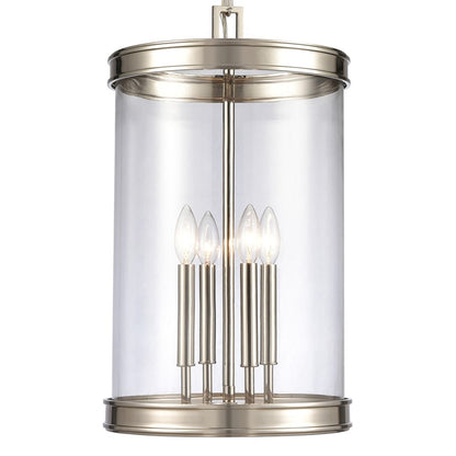 Atlas Lighting Mendoza 12in 4-Light Pendant | Traditional Polished Nickel and Clear Glass | Kitchen Island & Dining Room | Model CL11801-NK