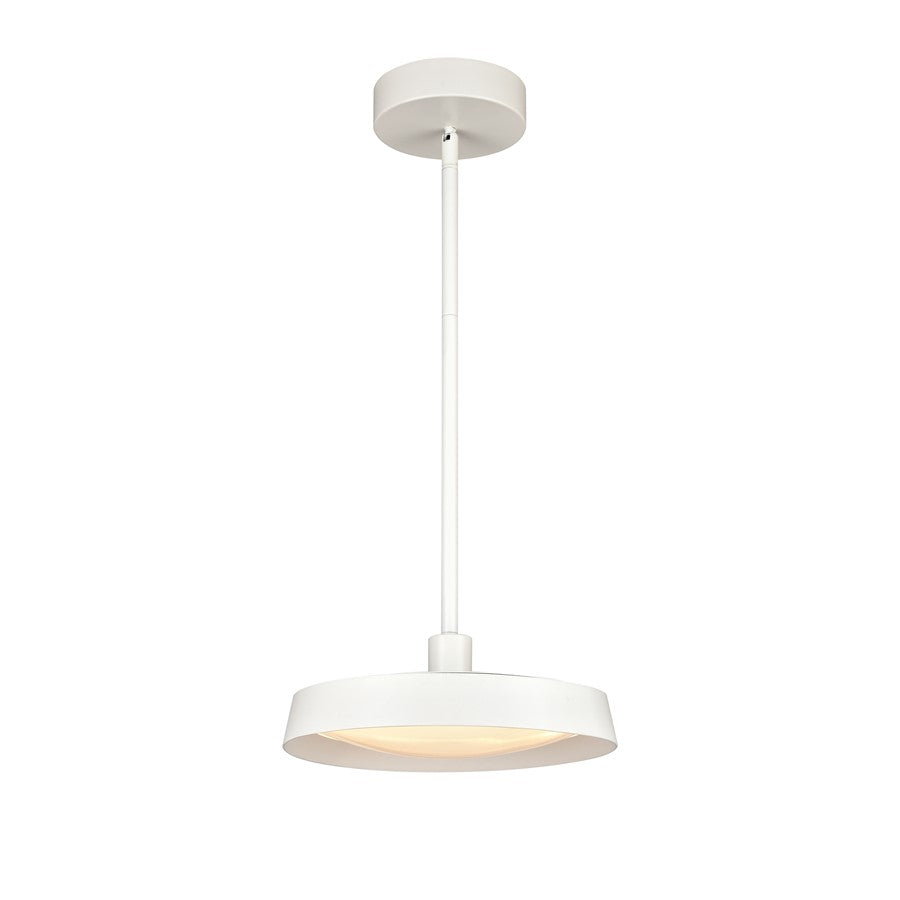Atlas Lighting Nancy 12in 1-Light Integrated LED Pendant | Modern Matte White Metal and White Glass | Kitchen Island & Dining Room | Model CL11803-WH