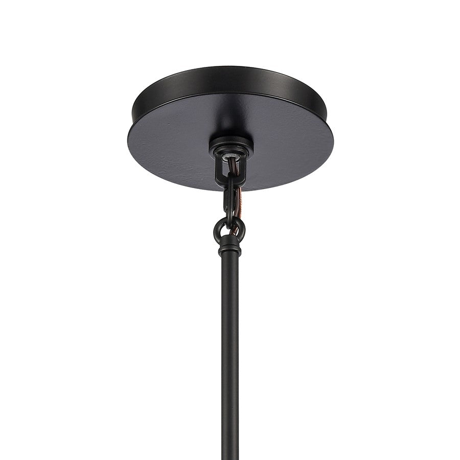 Atlas Lighting Open Louvers 10in 1-Light Pendant | Modern Matte Black and Clear Seeded Glass | Kitchen Island & Dining Room | Model CL11806-BK