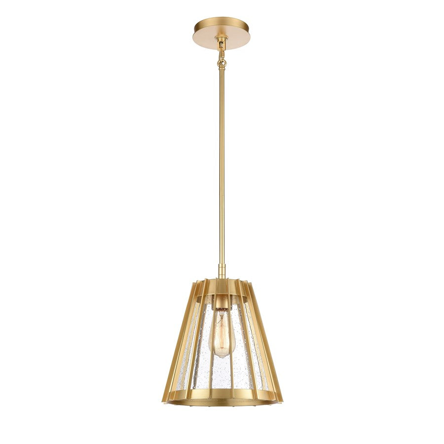 Atlas Lighting Open Louvers 10in 1-Light Pendant | Modern Champagne Gold and Clear Seeded Glass | Kitchen Island & Dining Room | Model CL11806-GD